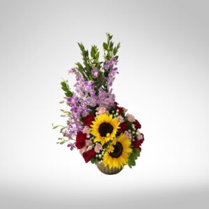 Orquídeas moradas y Girasoles