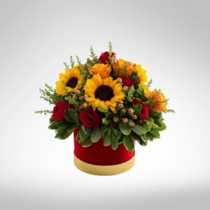 Arreglo Elegante de Rosas y Girasoles
